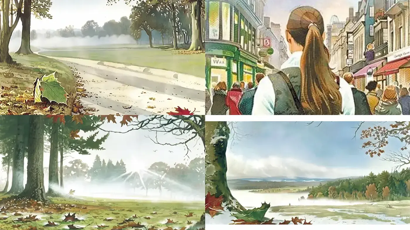 Calm and Reflective Scenes Evoking Nature's Serenity and Human Connection - Midjourney sref style