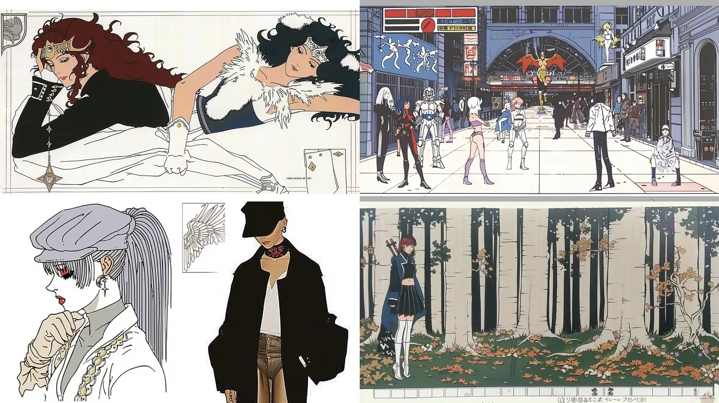 Stylized Retro Anime Essence with a Modern Twist - Midjourney sref style
