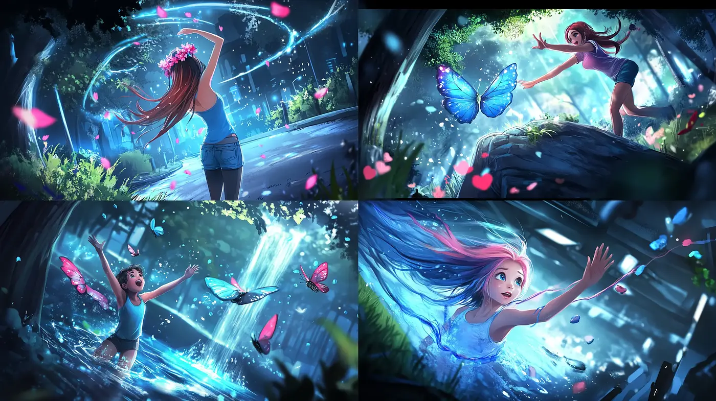 Enchanted Ethereal Dreamscape with Luminous Butterflies - Midjourney sref style