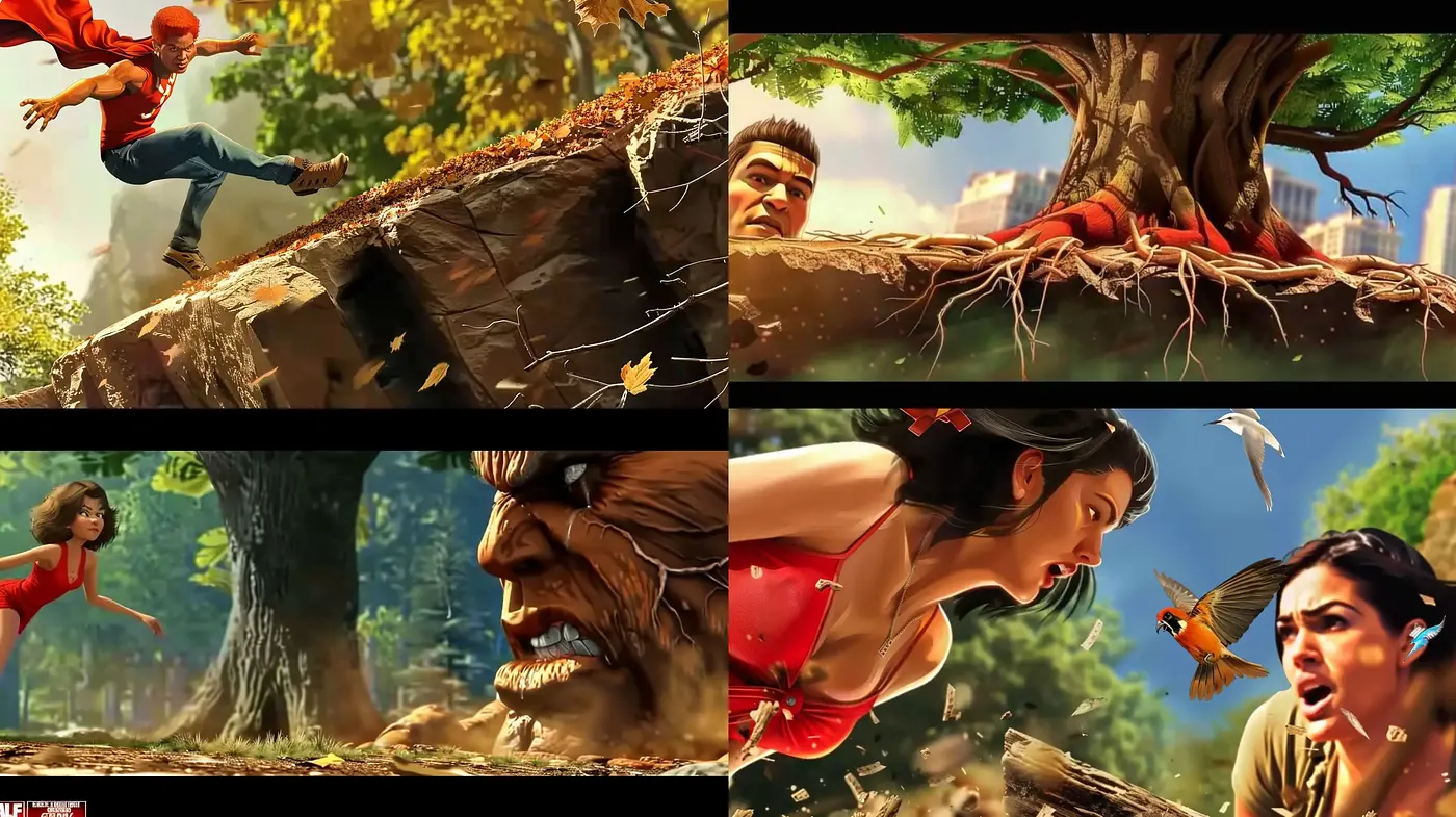 Cinematic Essence of Dynamic Adventure in a Digital Brushstroke Realism - Midjourney sref style