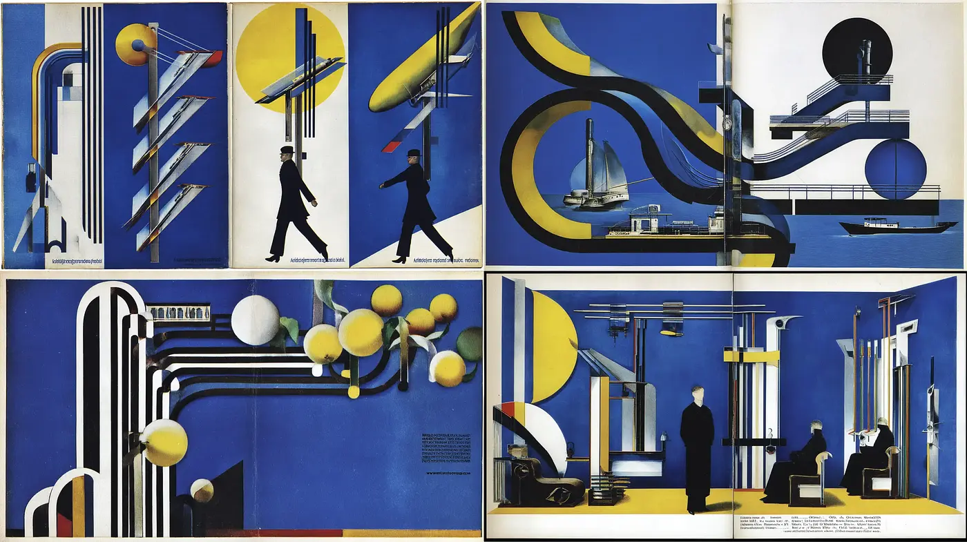 Futuristic Geometric Composition with Retro Influences - Midjourney sref style