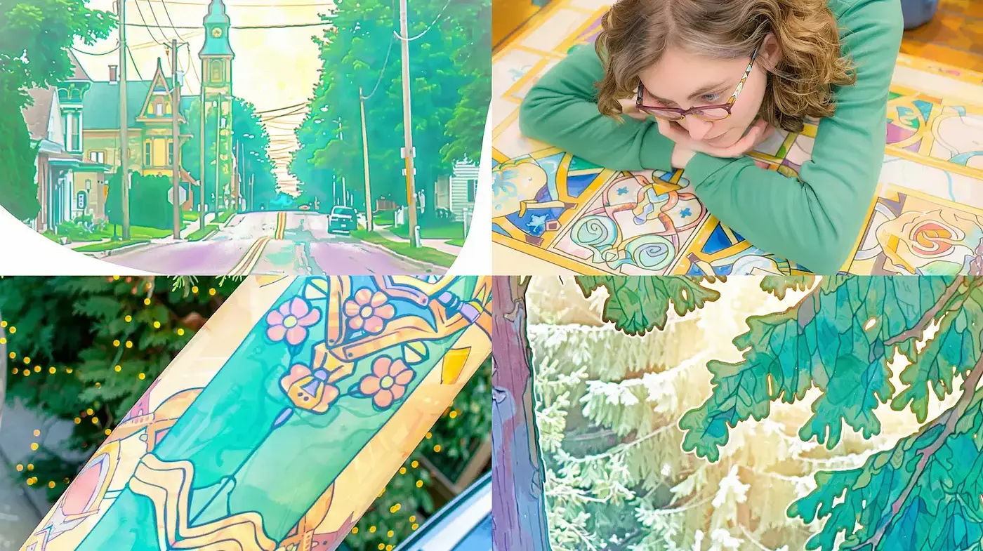 Whimsical and vibrant artistic expressions with a serene undertone and illustrative charm - Midjourney sref style