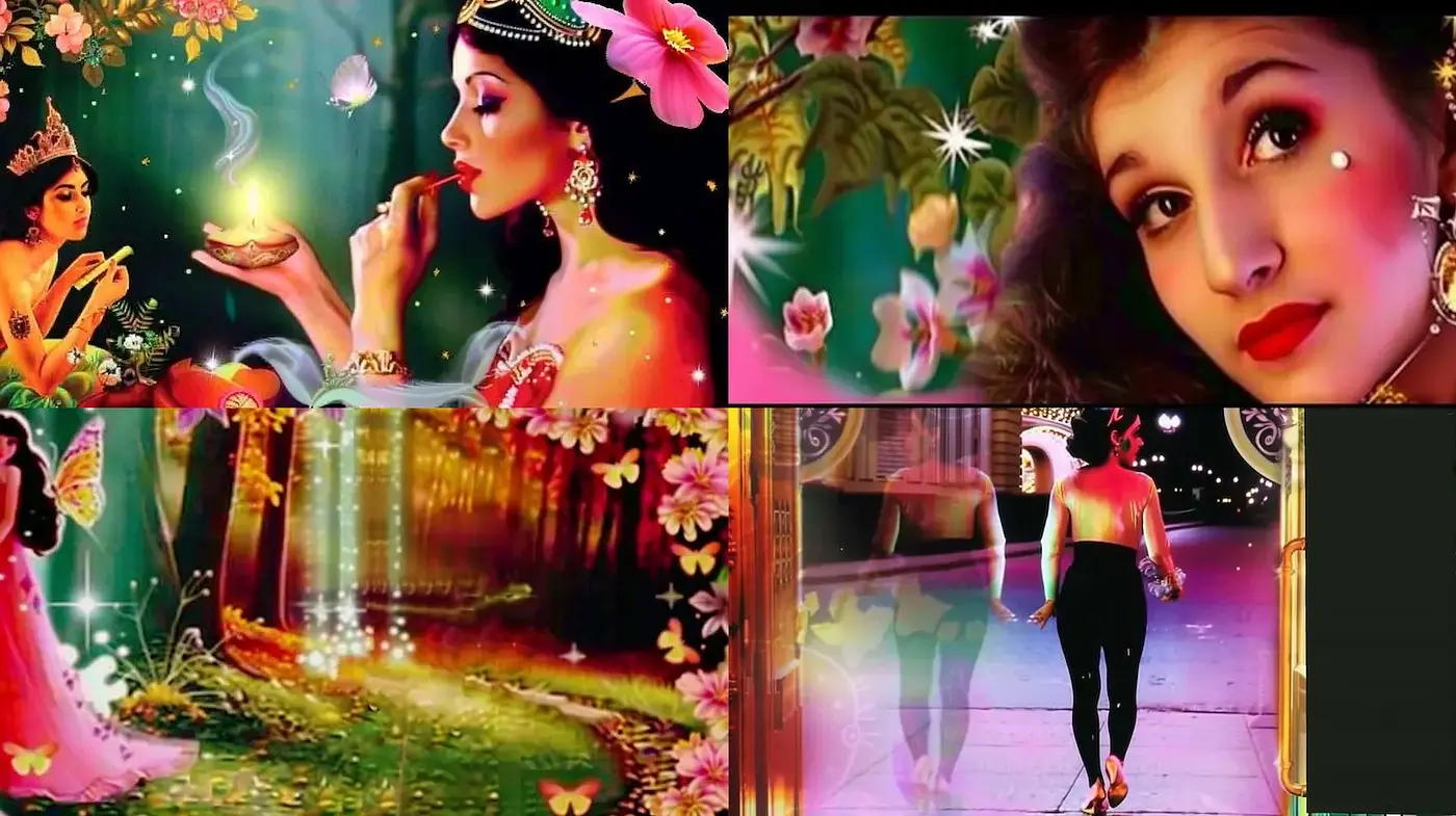 Vibrant and Dreamlike Aesthetic with Floral Motifs - Midjourney sref style