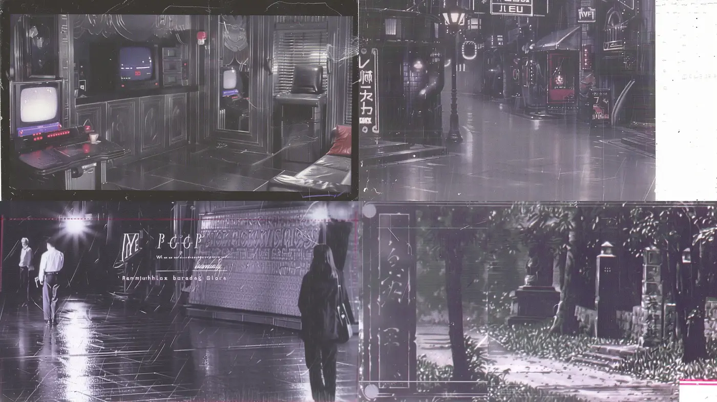 Neo-Noir Dreamscape: A Fusion of Cyberpunk Aesthetics and Melancholic Ambiance - Midjourney sref style