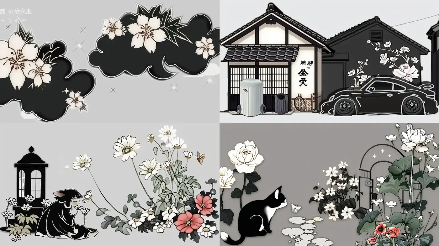 Whimsical Floral Illustrations with a Vintage Touch - Midjourney sref style