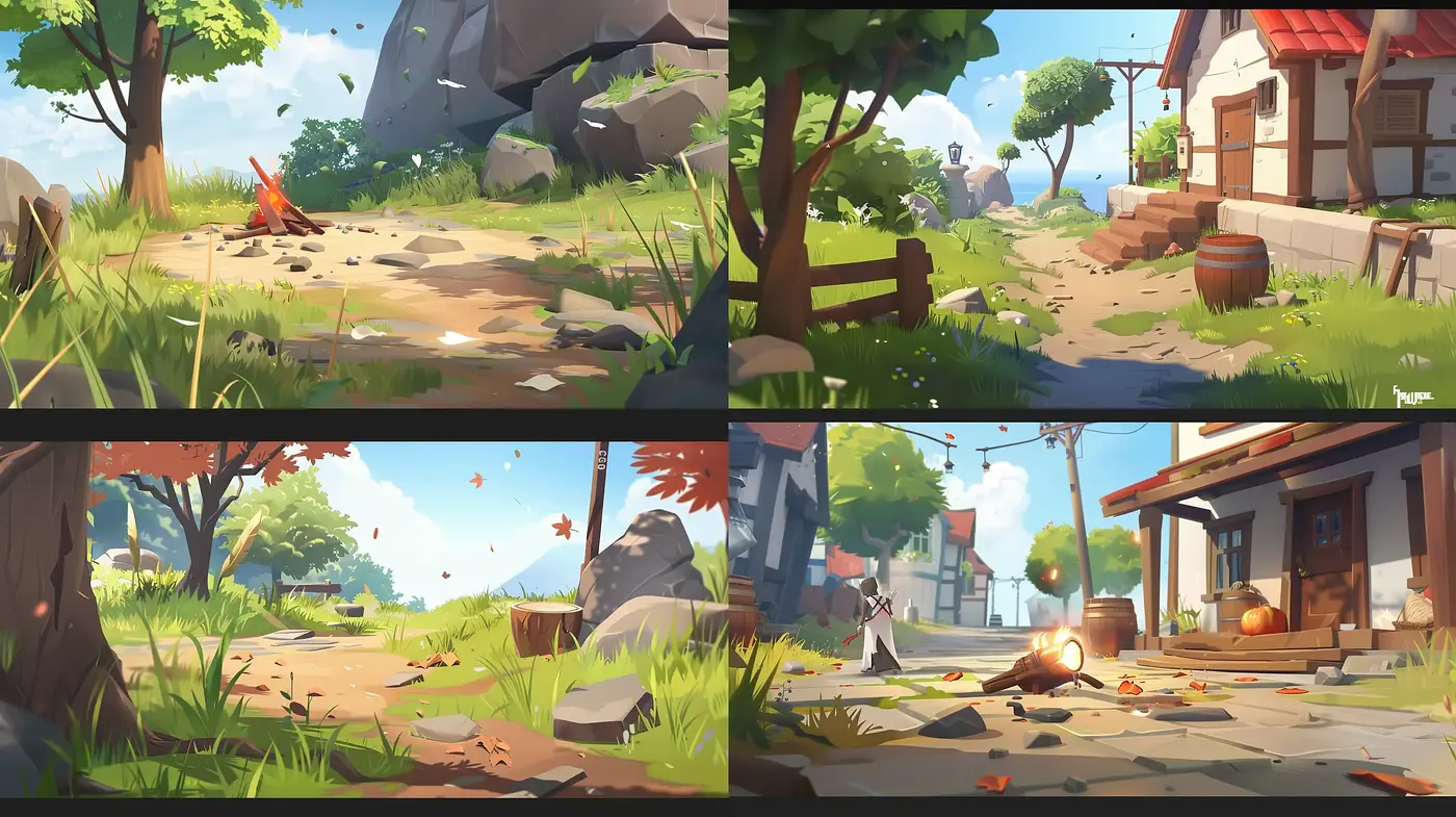 Consistent Serenity in Stylized Nature - Midjourney sref style