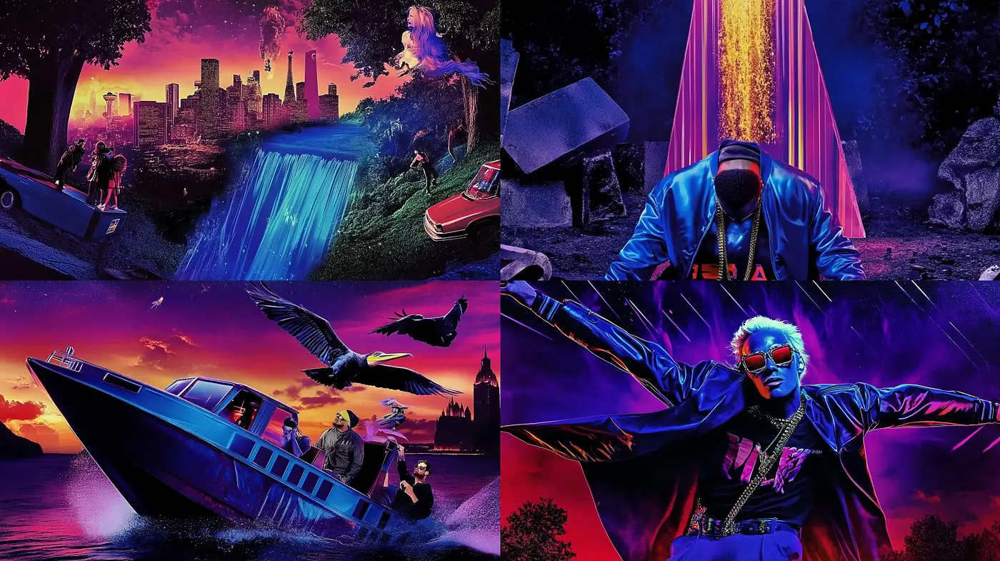 Neon Drenched Dreamscape Fusion - Midjourney sref style