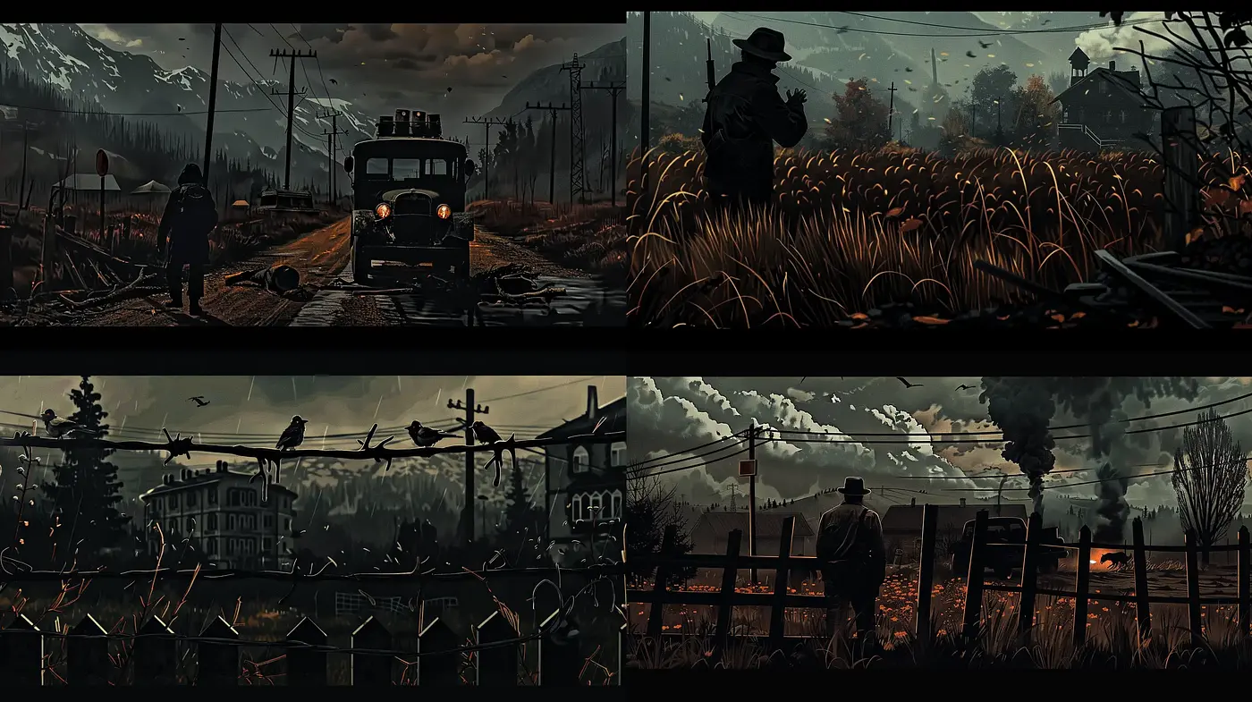 Dusky Twilight: A Cinematic Tableau with a Neo-Noir Essence - Midjourney sref style