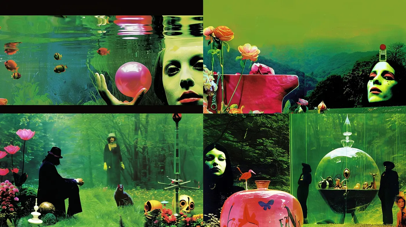 Enigmatic Greenscape: A Dive into Surrealism and Ethereal Textures - Midjourney sref style