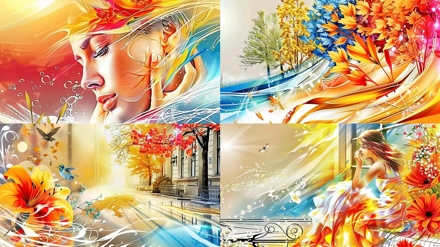 Luminous Dreamscape Synthesis: An Ethereal Blend of Vibrancy and Fantasia - Midjourney sref style