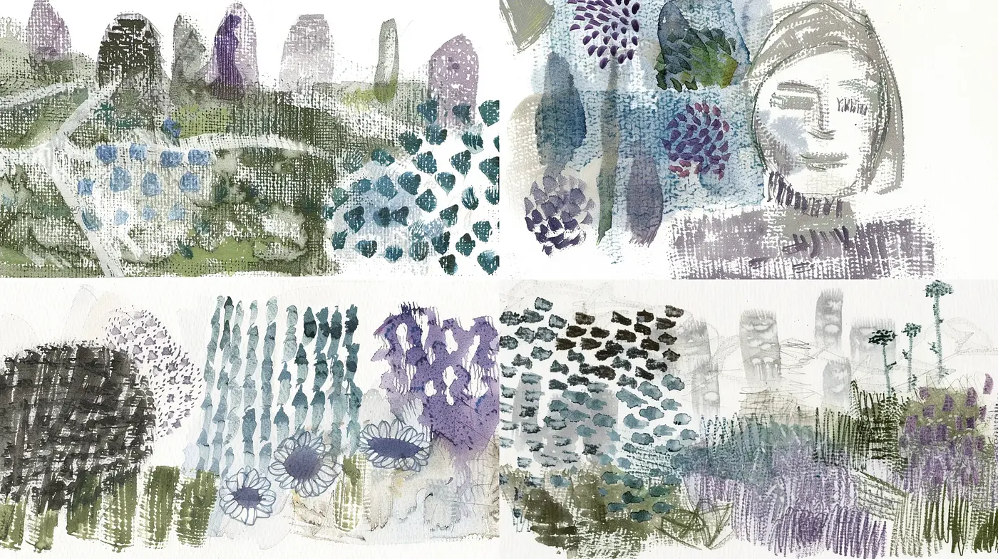 Textured Brushwork Harmony with a Natural Aesthetic - Midjourney sref style