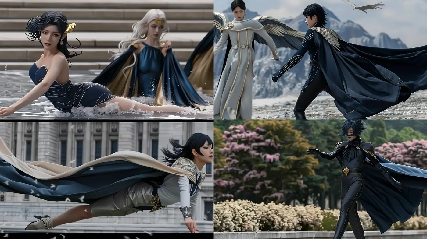 Ethereal Cinematic Elegance with Dynamic Flow and Fantasy Overtones - Midjourney sref style