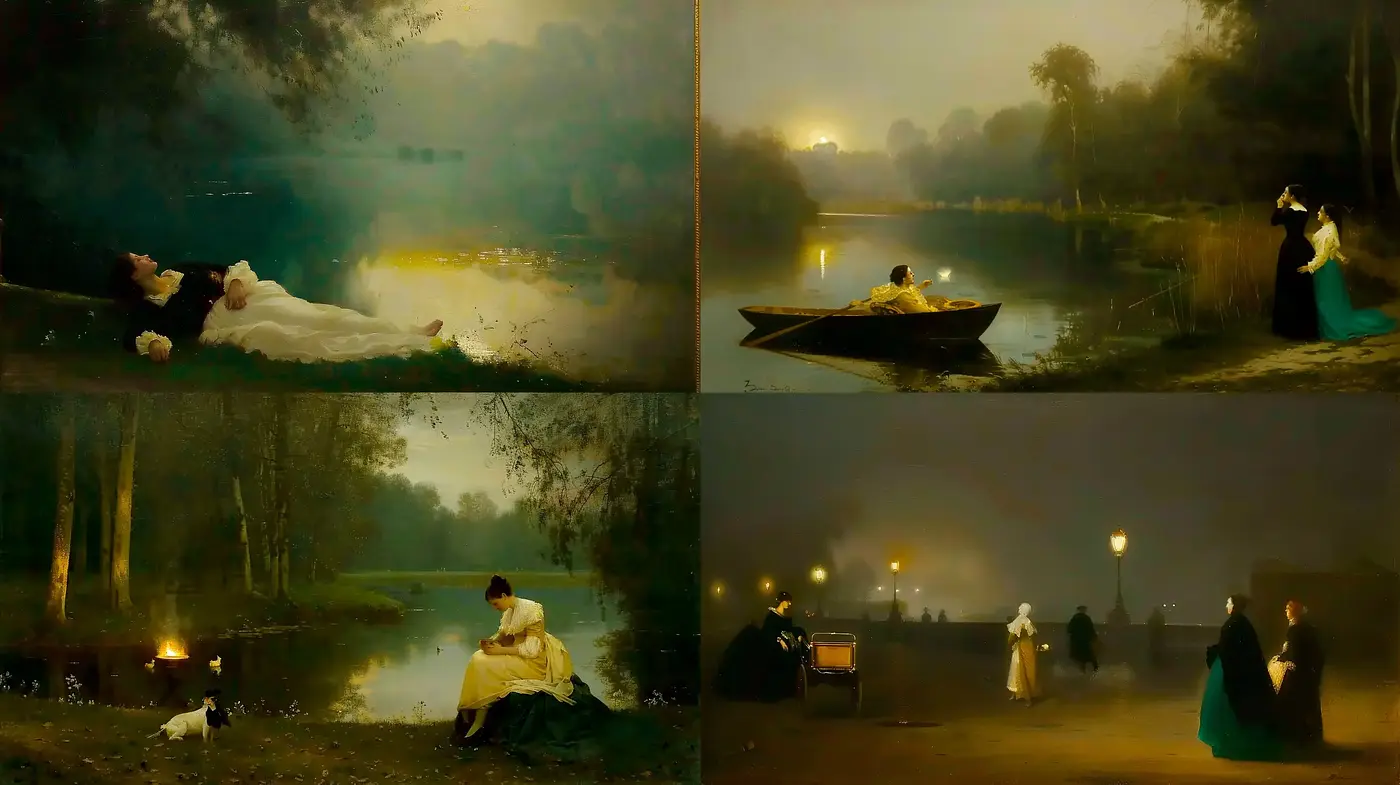 Ethereal Twilight Ambience: A Consistent Luminosity in Evening Reveries - Midjourney sref style