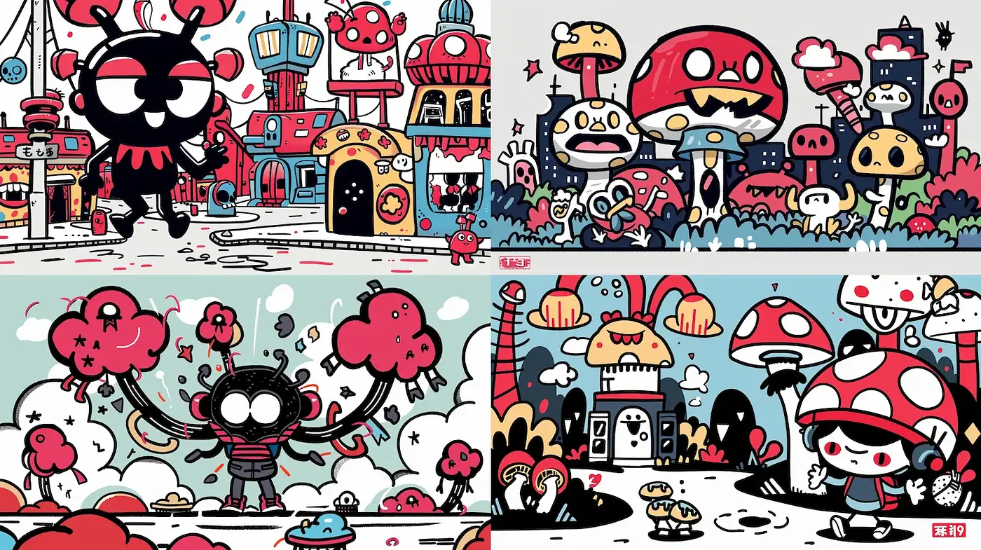 Whimsical and Colorful Cartoon Fantasy World - Midjourney sref style