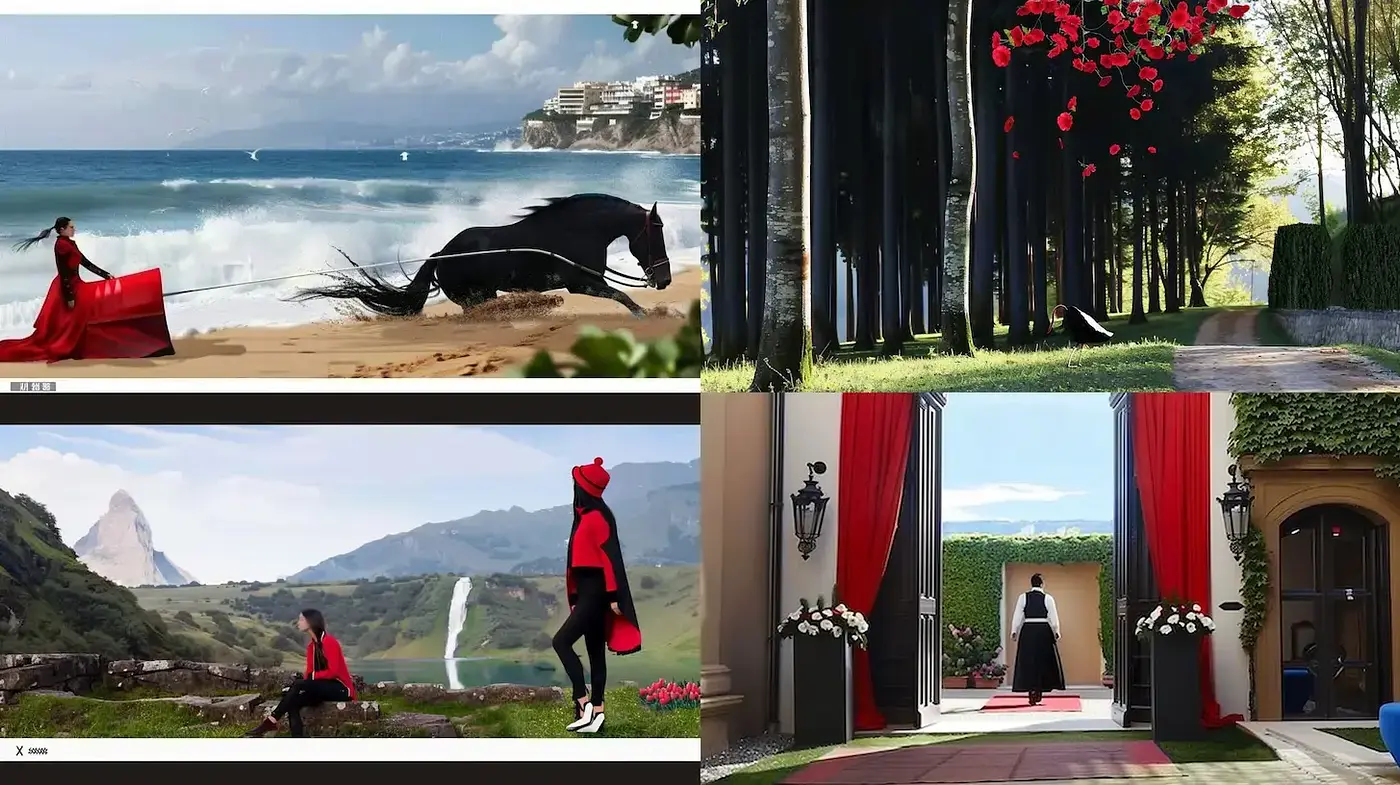 Dramatic and Surreal Landscapes with Bold Color Accents - Midjourney sref style