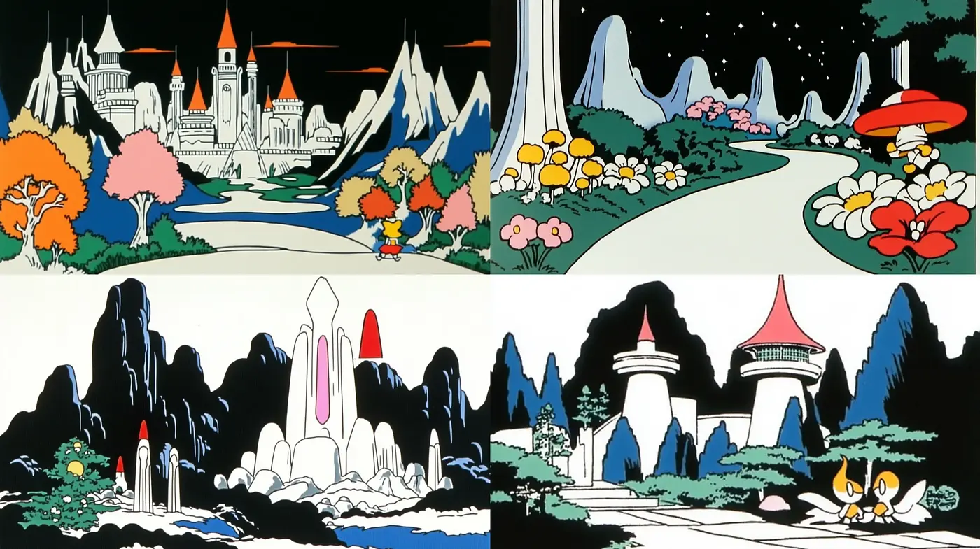 Fantastical Scenic Vistas in Graphic Novel Vividness - Midjourney sref style
