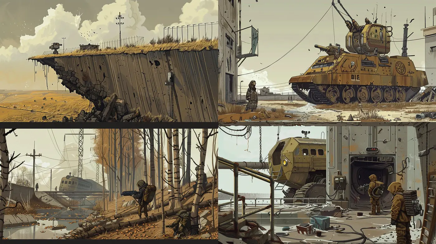 Dystopian Elegy: A Harmonized Vision of Desolation and Decay in Sepia Tones - Midjourney sref style