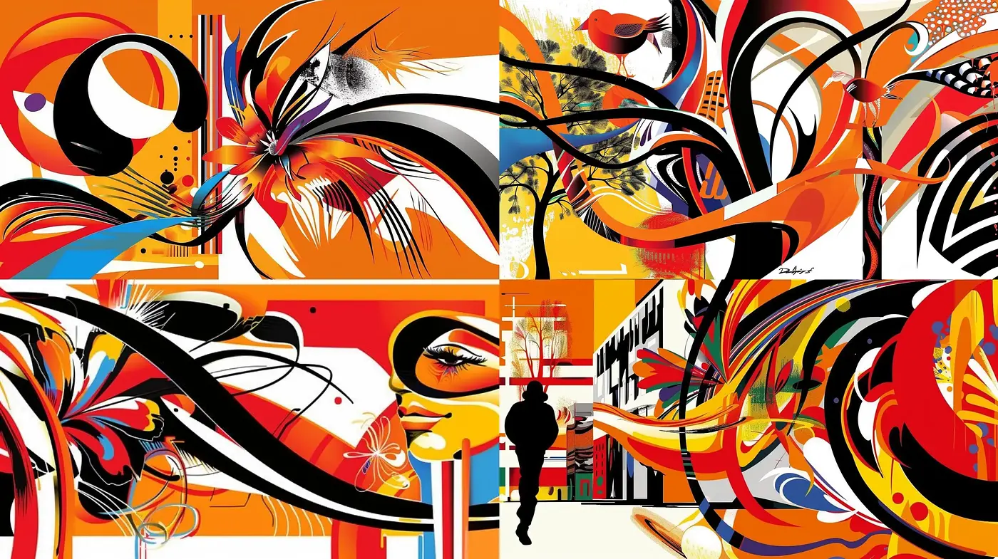 Dynamic Abstract Expression Through Vivacious Swirls and Vibrant Colors - Midjourney sref style