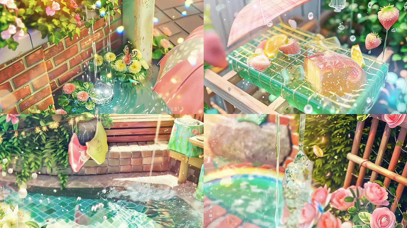A Whimsical Exploration of Vibrant Nature and Sweet Delights - Midjourney sref style