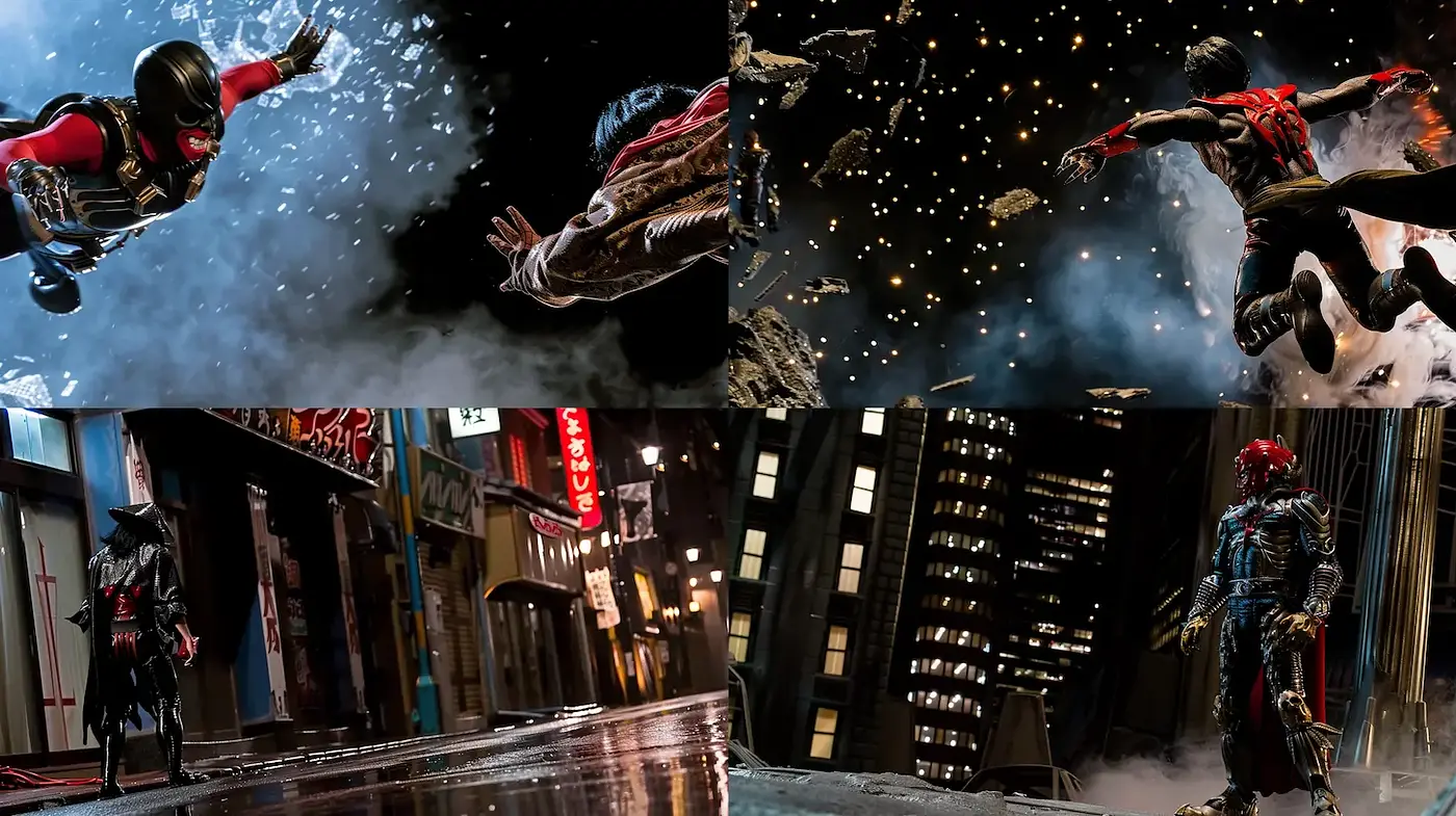 Dynamic Urban Action with a Futuristic Twist - Midjourney sref style