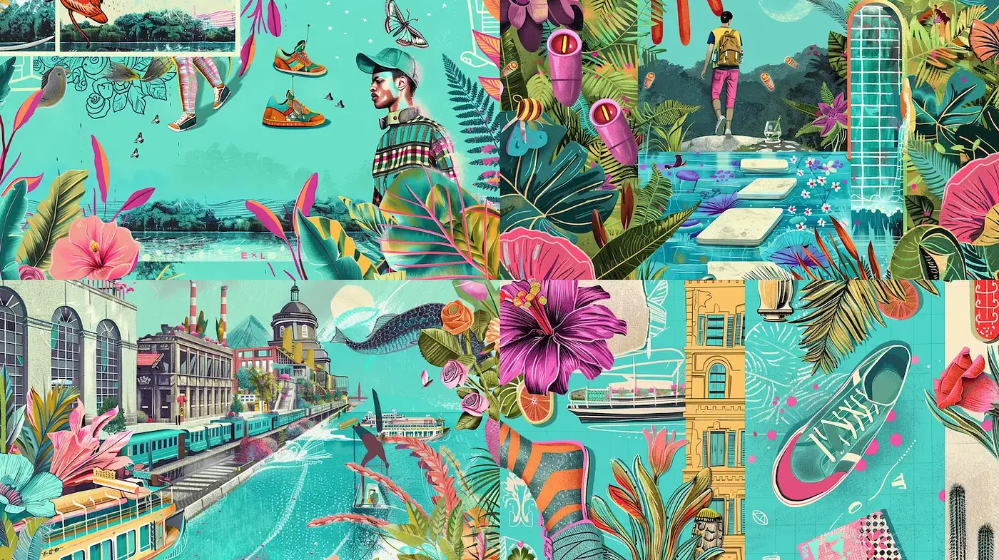 Vibrant Tropical Illustrations with a Surrealistic Touch - Midjourney sref style
