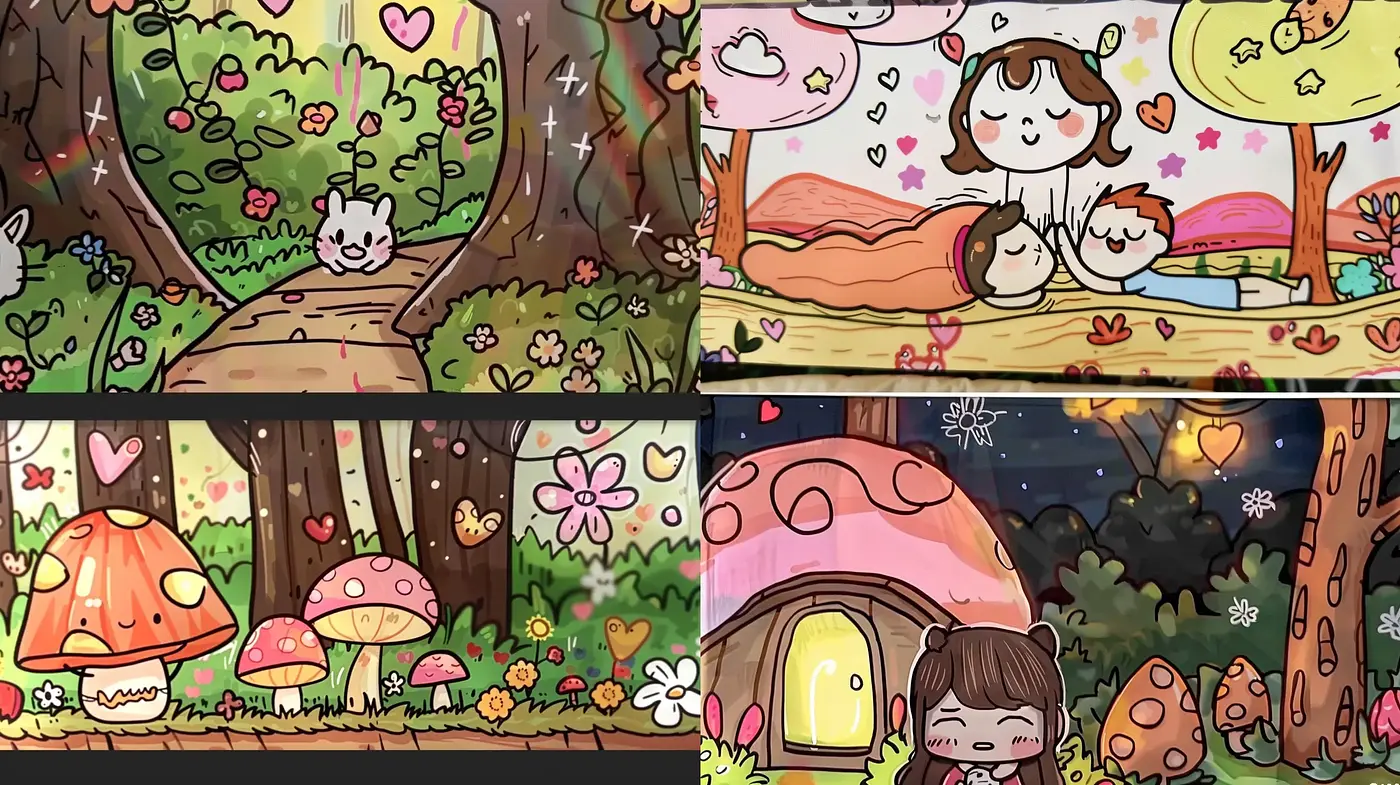 Whimsical Storybook Illustration with Pastel Fantasy Overtones - Midjourney sref style
