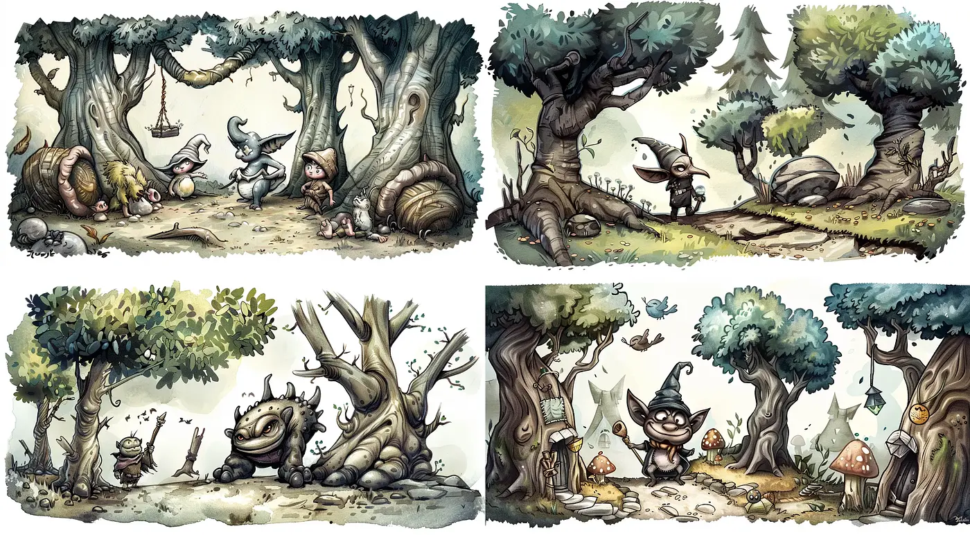 Enchanted Storybook Forests with Whimsical Fauna - Midjourney sref style