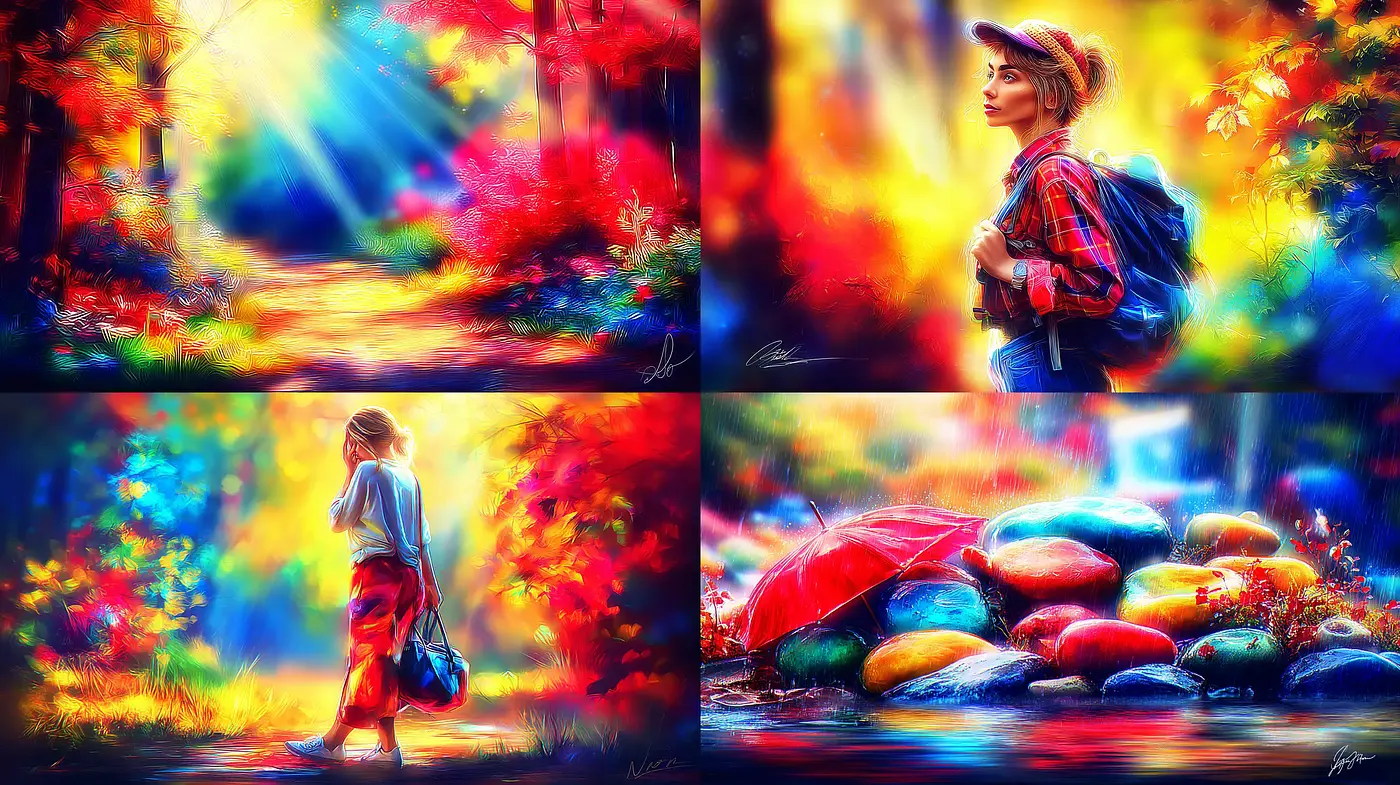 Vibrant Autumnal Scenes with a Dreamlike Quality - Midjourney sref style