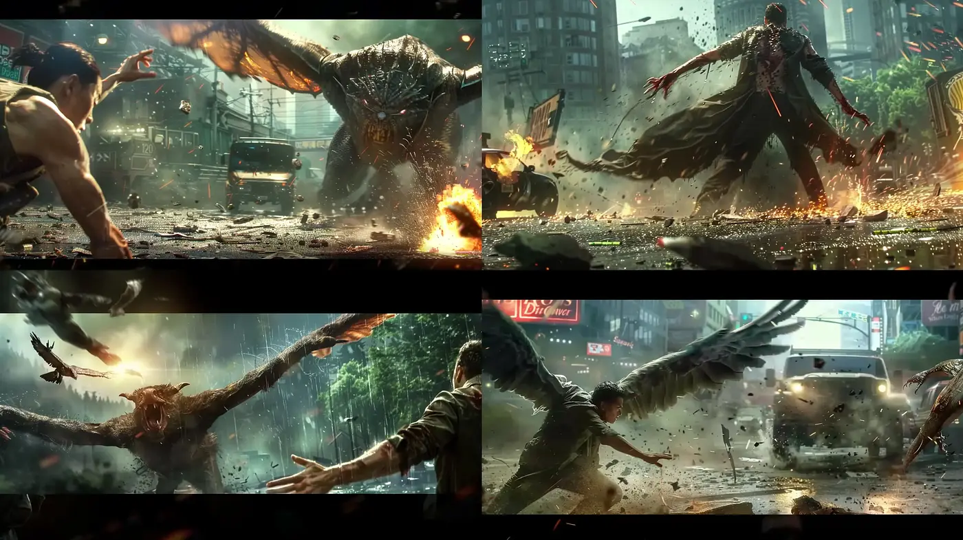 Dynamic Cinematic Art with Vivid Contrast and Hyper-Realism - Midjourney sref style