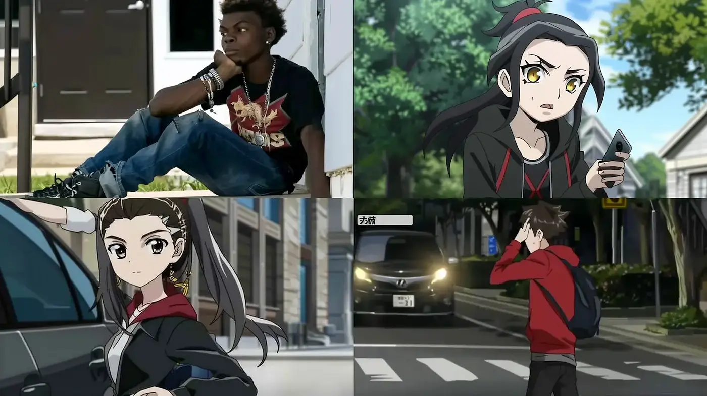 Contemporary Urban Anime Style with Expressive Characters and Detailed Environments - Midjourney sref style