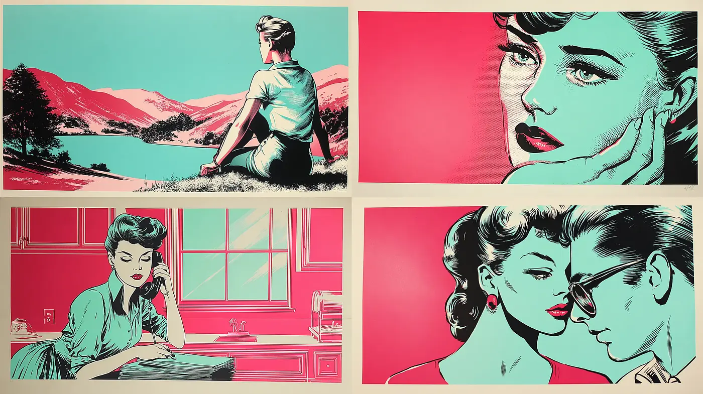 Bold Retro Pop Art with Vibrant Contrasts - Midjourney sref style