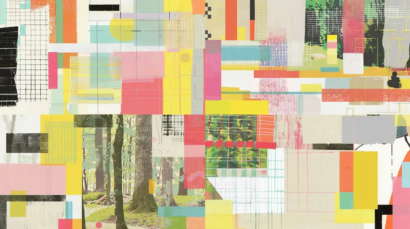 Dynamic Fusion of Abstract and Natural Elements in a Contemporary Art Style - Midjourney sref style