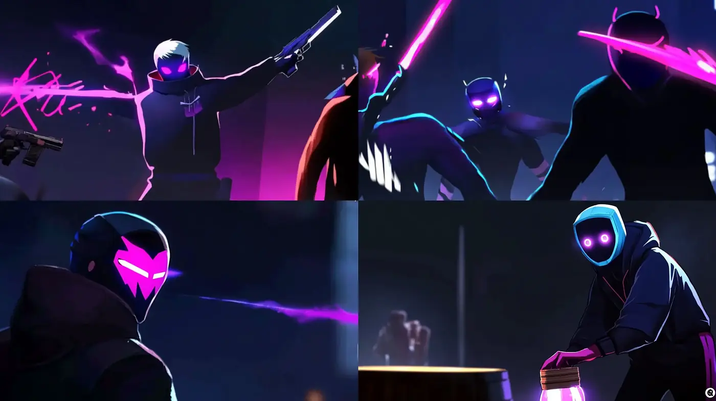 Neon-Lit Cyberpunk Visions with Dynamic Shadows - Midjourney sref style