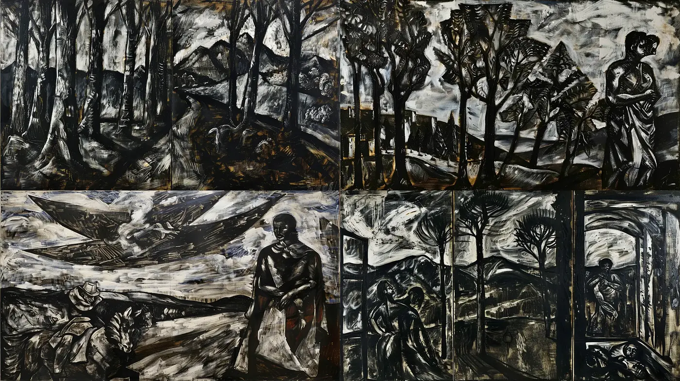 Shadowed Monochrome Tableaus: A Homage to Expressionist Intensity - Midjourney sref style