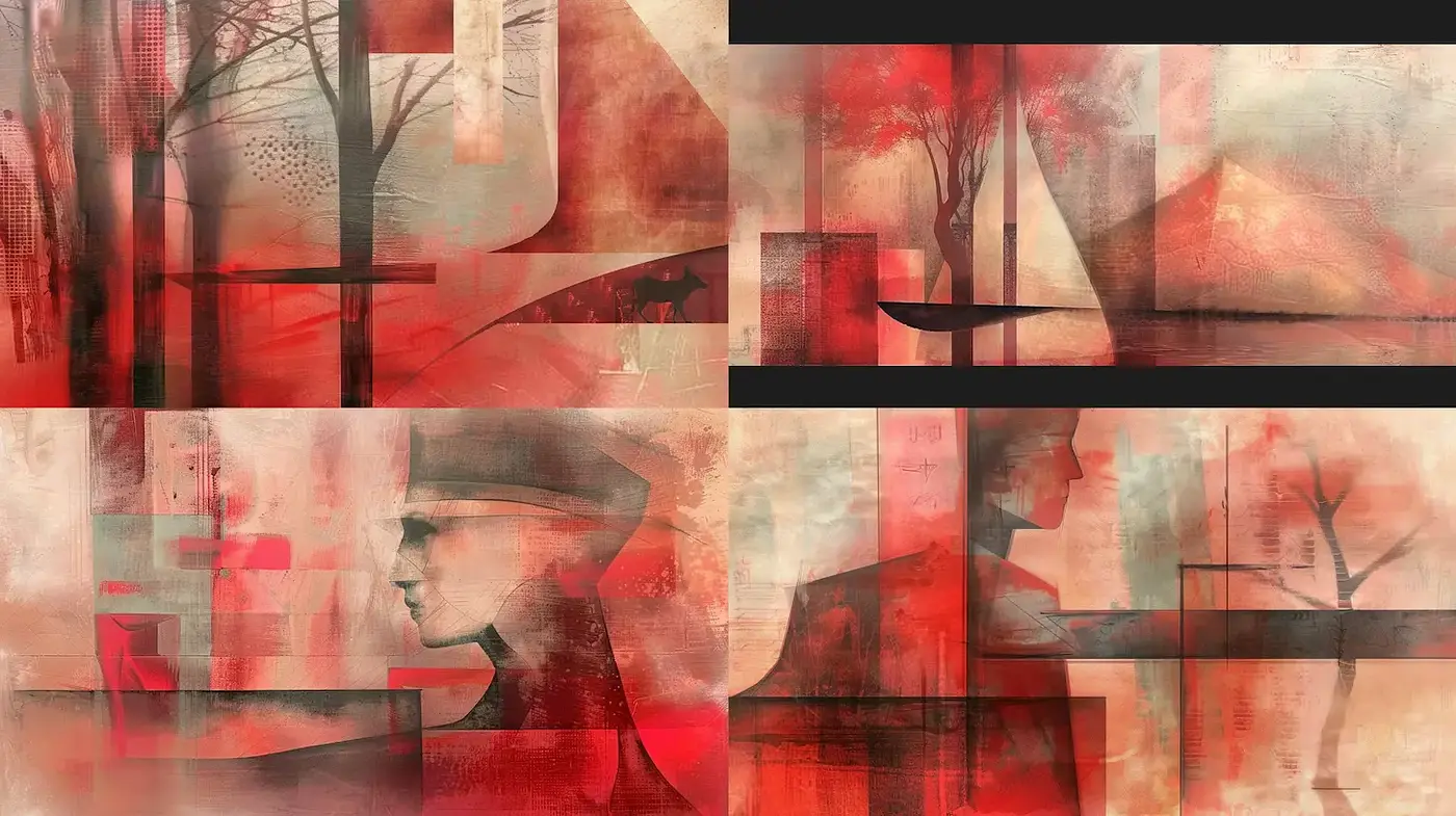 Abstract and expressive artwork with a harmonious blend of shapes and colors - Midjourney sref style