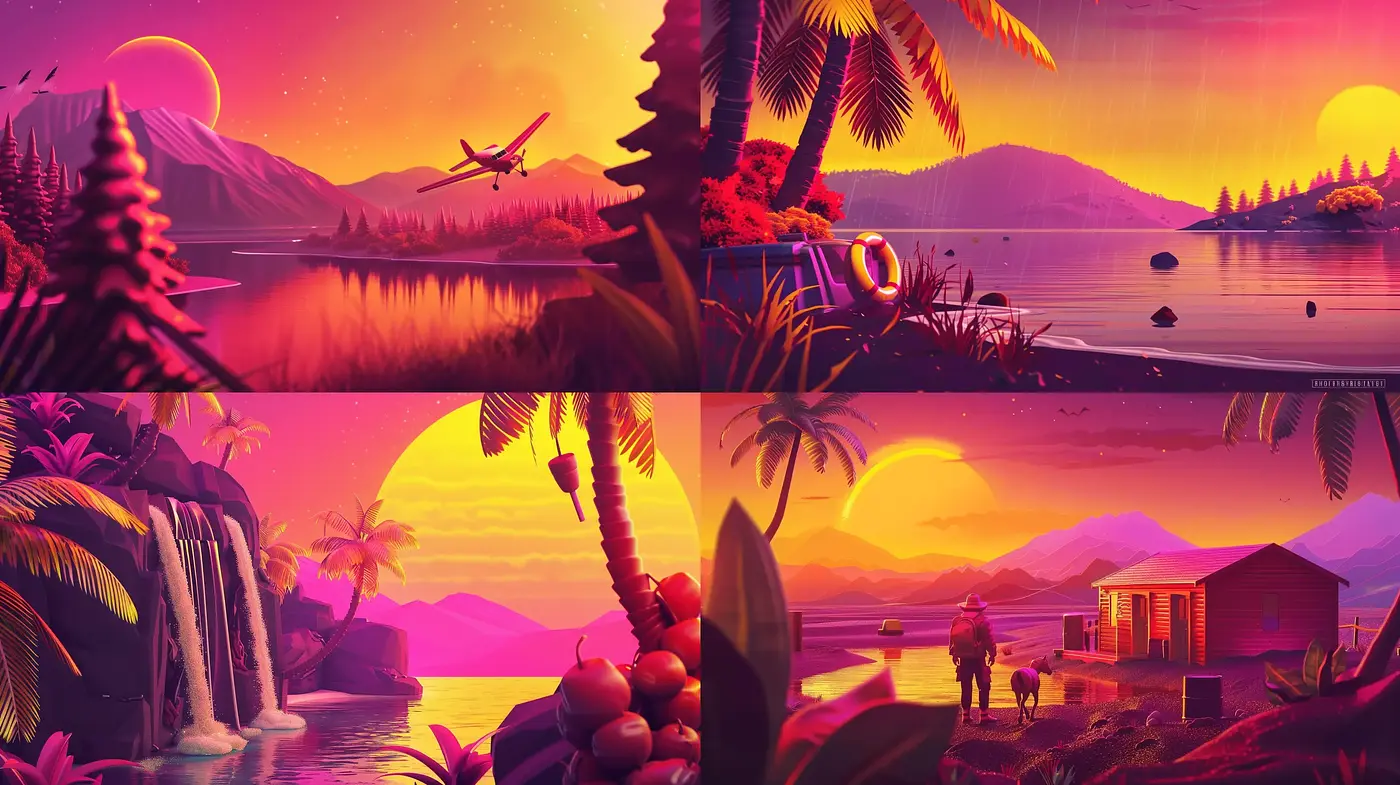Synthetic Retrowave Dreamscape Fusion - Midjourney sref style