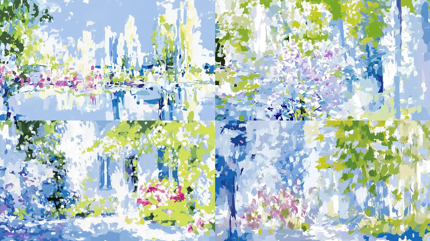 Luminous Dappled Garden: A Harmonic Convergence of Light and Impression - Midjourney sref style