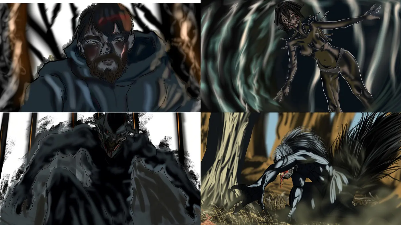 Dark and Dynamic Brushwork with Surreal Overtones - Midjourney sref style