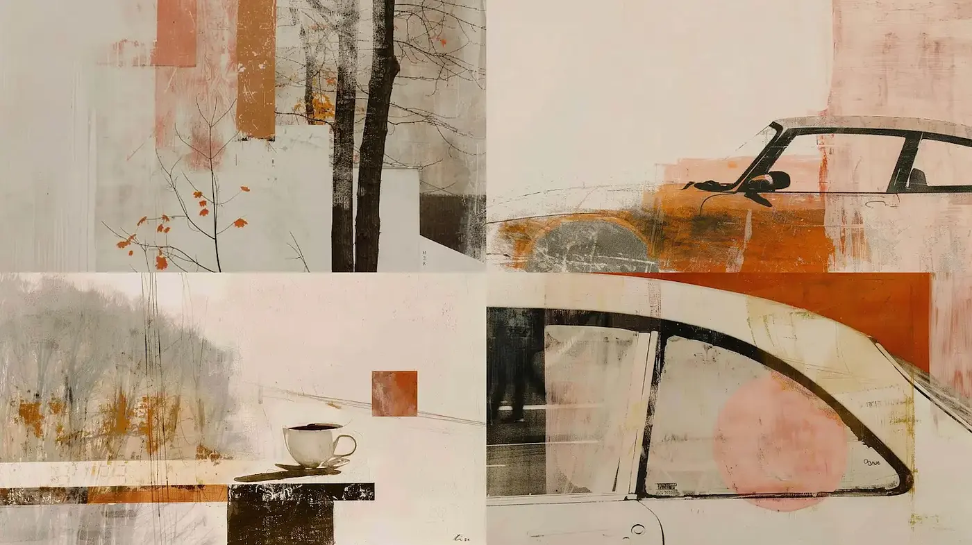Contemporary Collage with Vintage Aesthetics and Subtle Textures - Midjourney sref style