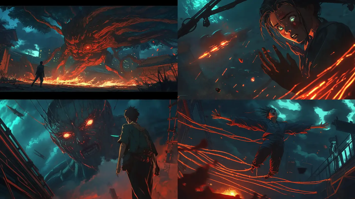 Ethereal Dystopian Hues: A Cinematic Tableau of Impending Peril - Midjourney sref style