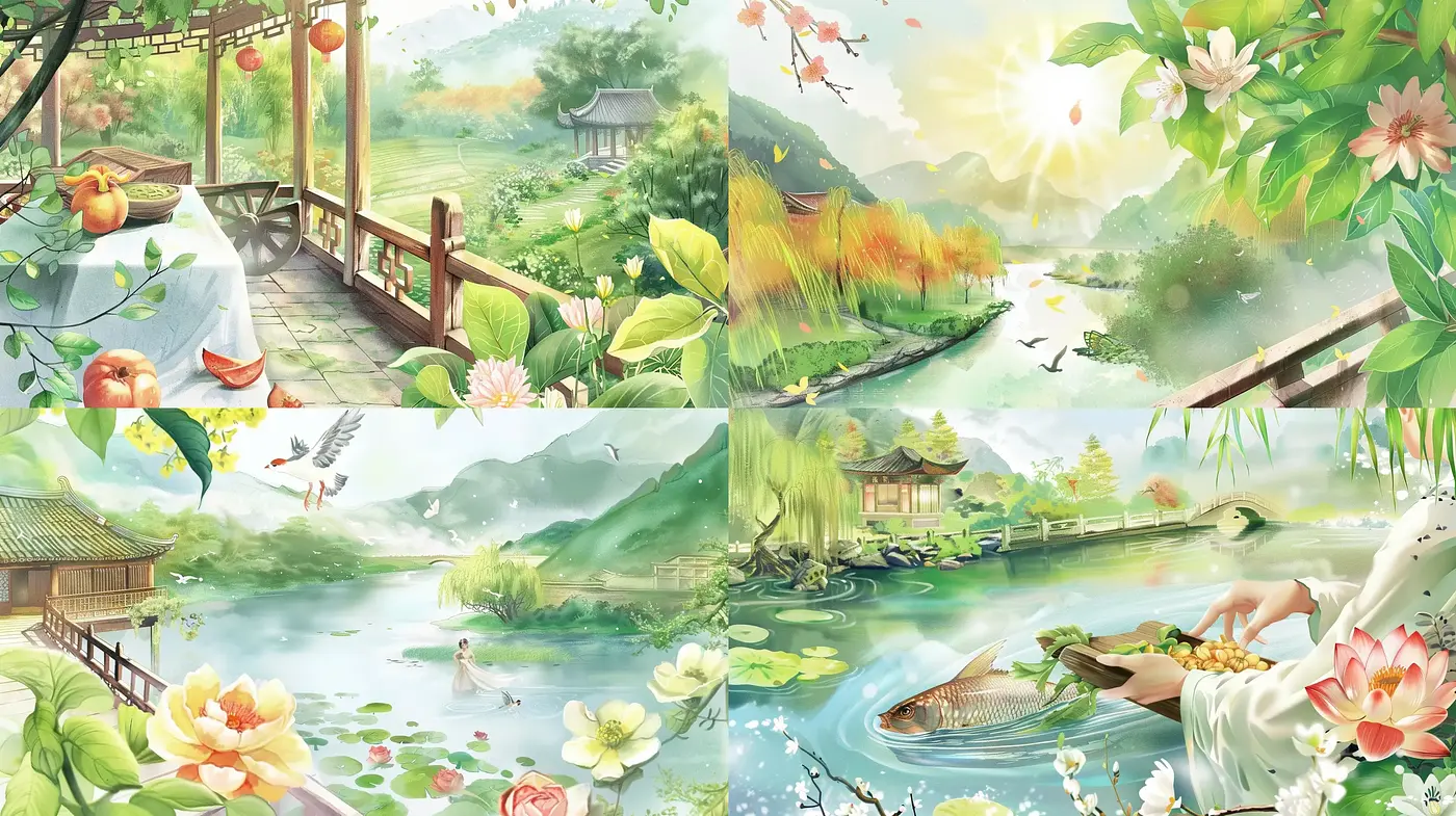 Serene Nature's Embrace in Pastel Impressions - Midjourney sref style