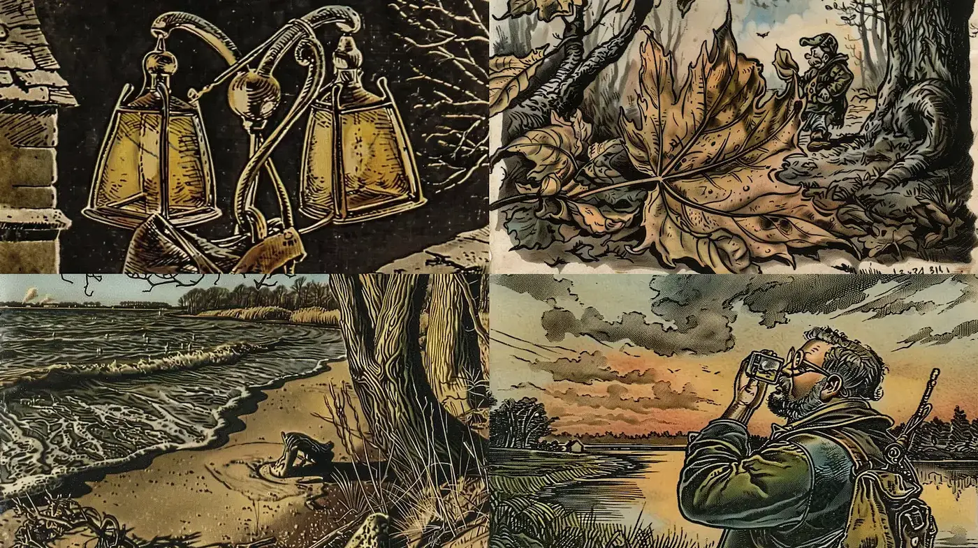 Intricate Illustrative Style with Natural Elements and Warm Tones - Midjourney sref style