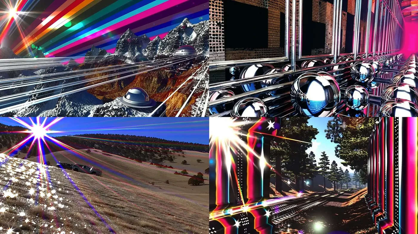 Surreal Neon Dreamscape Fusion - Midjourney sref style