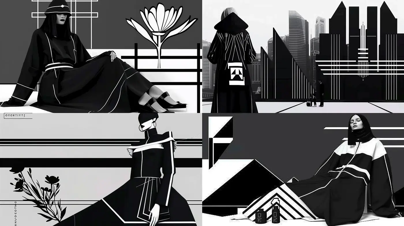 Monochromatic Modality: Stark Contrast and Geometric Harmony - Midjourney sref style