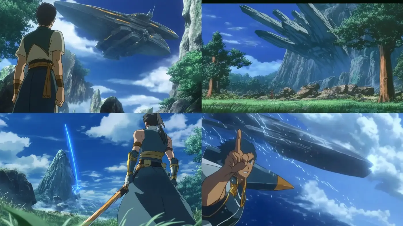 Epic Skyward Adventures: Vivid Anime Sky and Landscape Revelations - Midjourney sref style