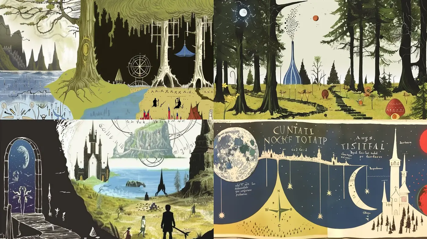 Whimsical Storybook Narrative in Earthy Tones and Intricate Details - Midjourney sref style