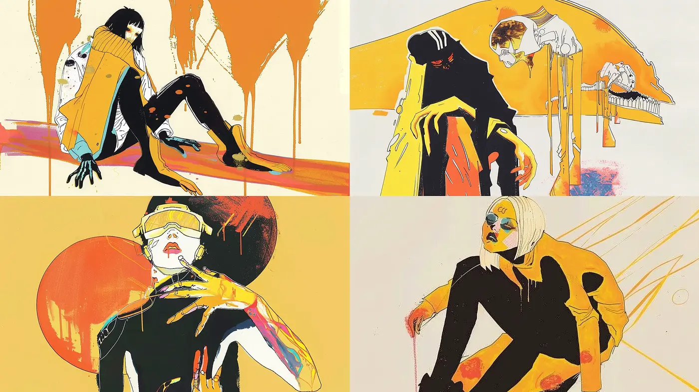 Abstract Expressionist Fusion with Vibrant Contours - Midjourney sref style