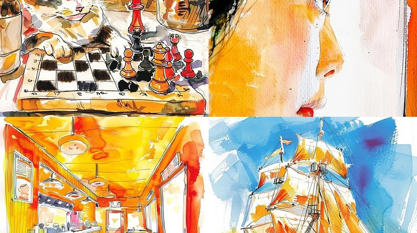 Vibrant Hues and Dynamic Brushwork Interplay - Midjourney sref style