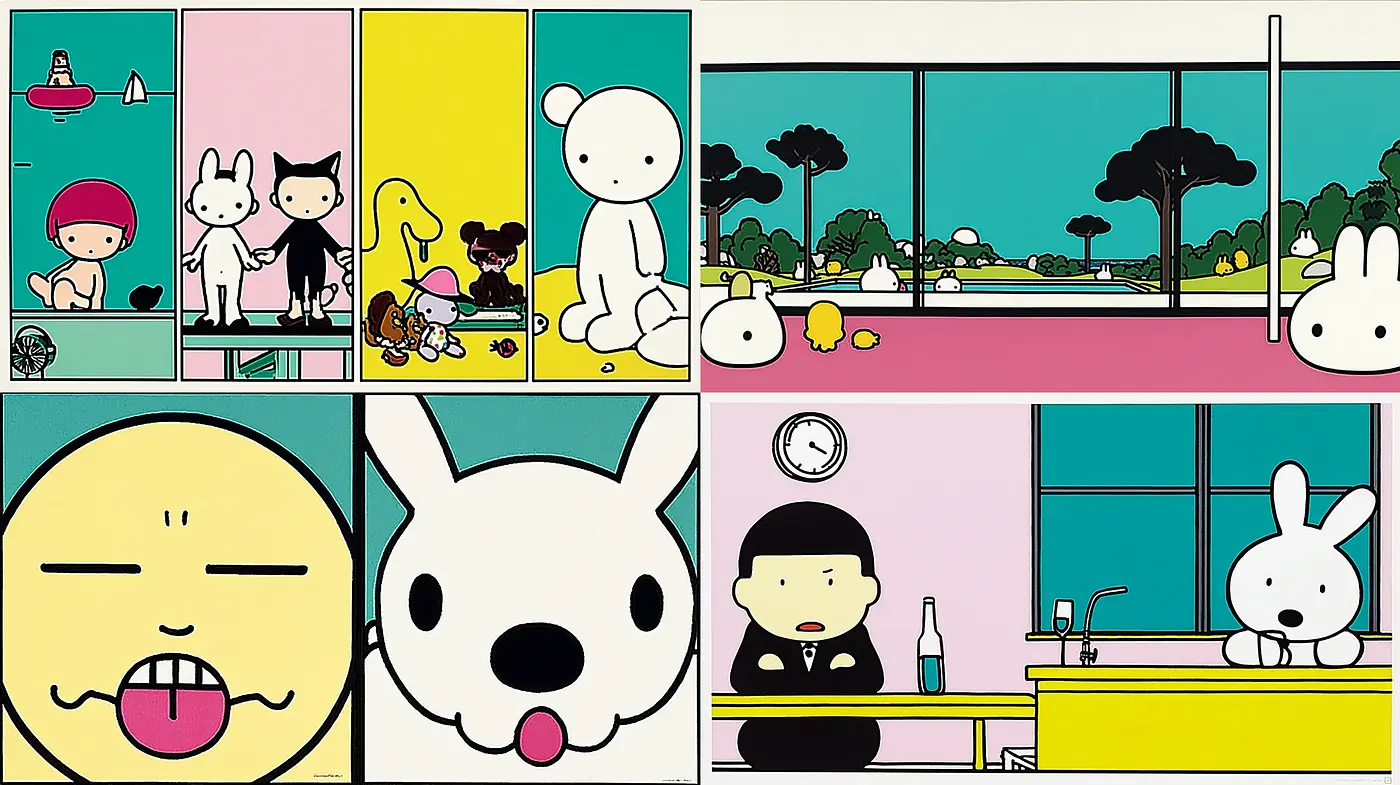 Playful and Colorful Minimalism with Graphic Influence - Midjourney sref style