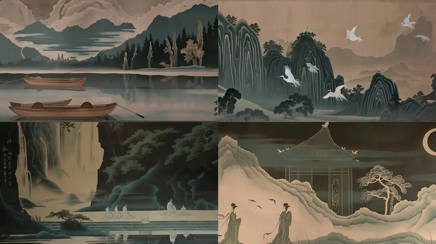 Ethereal Monochrome Vistas: A Homage to Tranquil Nature in Greyscale Shades - Midjourney sref style